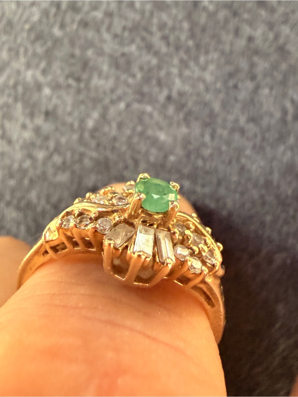 Vintage 1980s Ballerina 10kt Gold Emerald & Diamond Cluster Ring ACC8 .95 ctw - Picture 12 of 17